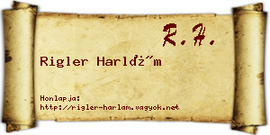 Rigler Harlám névjegykártya